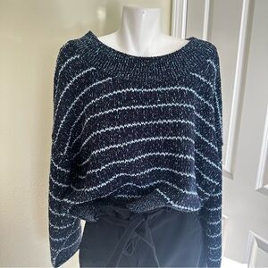 Free People Navy and White Striped Sweater